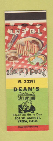 Matchbook Cover - Dean's Drive Inn Yreka CA SAMPLE