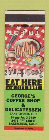 Matchbook Cover - George's Coffee Shop Deli Bakersfield CA SAMPLE