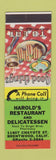 Matchbook Cover - Harold's Restaurant Deli Brentwood CA SAMPLE