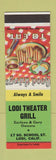 Matchbook Cover - Lodi Theater Grill Lodi CA SAMPLE