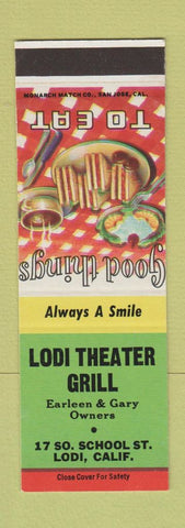 Matchbook Cover - Lodi Theater Grill Lodi CA SAMPLE