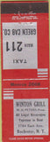 Matchbook Cover - Winton Grill Rochester NY Taxi