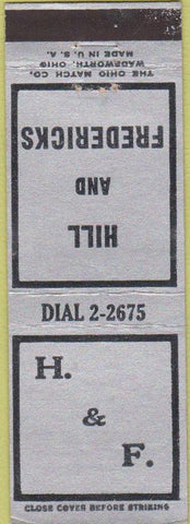 Matchbook Cover - Hill and Fredericks Mortuary Davenport IA
