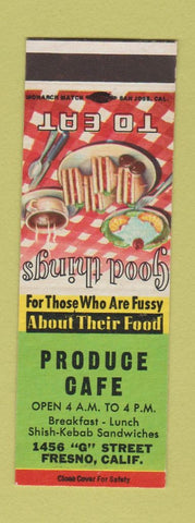 Matchbook Cover - Produce Cafe Fresno CA SAMPLE