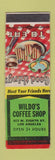 Matchbook Cover - Wildo's Coffee Shop Los Angeles CA SAMPLE