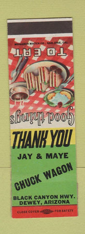 Matchbook Cover - Jay & Maye Chuck Wagon Dewey AZ SAMPLE