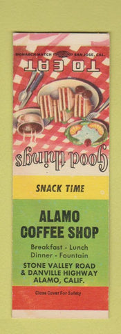 Matchbook Cover - Alamo Coffee Shop Alamo CA WEAR SAMPLE