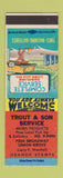 Matchbook Cover - Trout & Son Mobil oil gas Lemon Grove CA SAMPLE