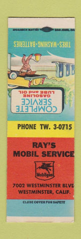 Matchbook Cover - Ray's Mobil oil gas Westminster CA SAMPLE