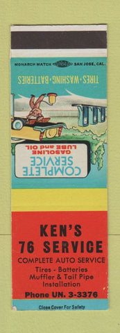 Matchbook Cover - Ken's 76 oil gas  SAMPLE