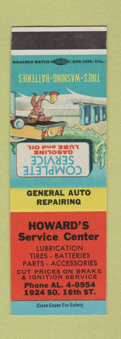 Matchbook Cover - Howard's Service oil gas NO TOWN SAMPLE