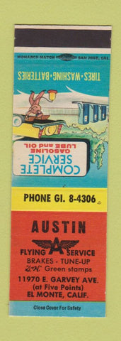 Matchbook Cover - Austin Flying A oil gas El Monte CA SAMPLE