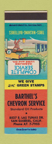 Matchbook Cover - Barthel's Chevron oil gas San Gabriel CA SAMPLE