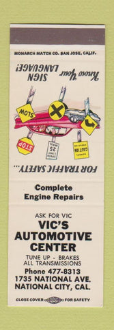 Matchbook Cover - Vic's Auto Center Repair National City CA SAMPLE