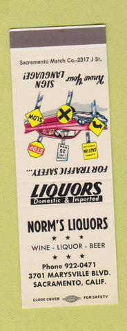 Matchbook Cover - Norm's Liquors Sacramento CA SAMPLE