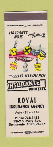 Matchbook Cover - Koval Insurance Agency Sunnyvale CA SAMPLE