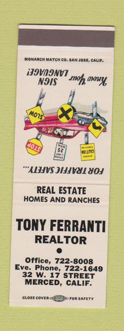 Matchbook Cover - Tony Ferranti Real Estate Merced CA SAMPLE