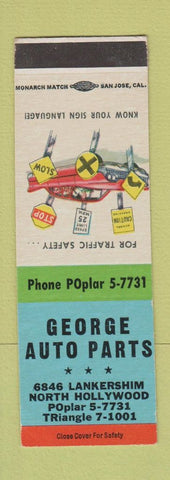 Matchbook Cover - George Auto Parts North Hollywood CA SAMPLE