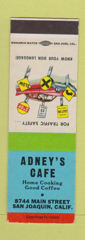 Matchbook Cover - Adney's Cafe San Joaquin CA SAMPLE