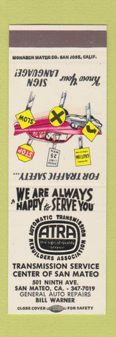 Matchbook Cover - Atra Transmission Center San Mateo CA SAMPLE