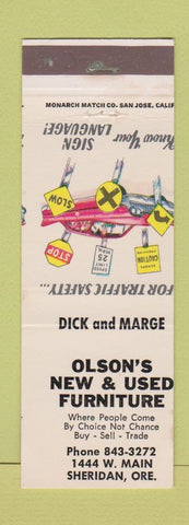Matchbook Cover - Olson's Furniture Sheridan OR