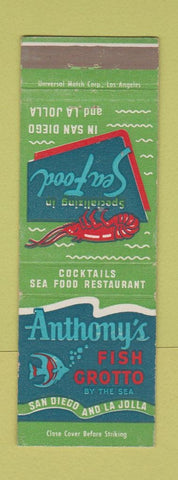Matchbook Cover - Anthony's Fish Grotto San Diego La Jolla CA