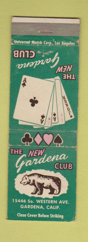Matchbook Cover - Gardena Club CA Cards Poker WEAR
