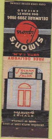 Matchbook Cover - Simon's Liquors Chicago IL