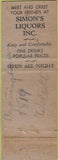 Matchbook Cover - Simon's Liquors Chicago IL