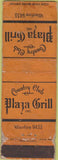 Matchbook Cover - Plaza Grill NO TOWN POOR