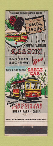 Matchbook Cover - Knott's Berry Farm Buena Park CA Cable Car