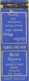 Matchbook Cover - Hotel Aurora IL DQ POOR STRIKER