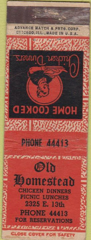 Matchbook Cover - Old Homestead NO TOWN Advance