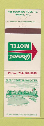 Matchbook Cover - Green's Motel Boone NC