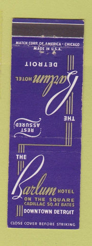 Matchbook Cover - Barlum Hotel Detroit MI
