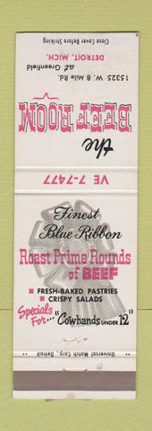 Matchbook Cover - The Beef Room Detroit MI WEAR