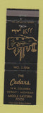 Matchbook Cover - The Cedars Middle Eastern Food Detroit MI