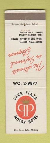 Matchbook Cover - Park Plaza Motor Hotel Detroit MI