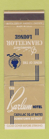 Matchbook Cover - Barlum Hotel Detroit MI