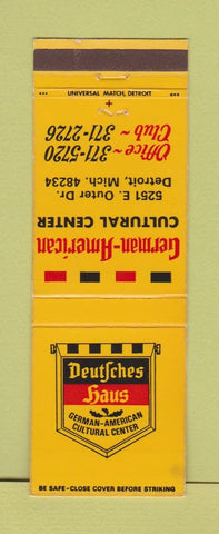 Matchbook Cover - Deutsches Haus German Detroit MI
