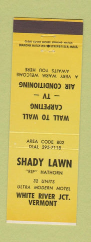 Matchbook Cover - Shady Lawn White River Junction VT