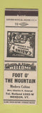 Matchbook Cover - Foot O The Mountain Cabins Mendon VT low phone #