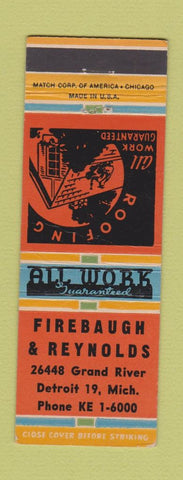 Matchbook Cover - Firebaugh Renolds Repair Detroit MI roofing