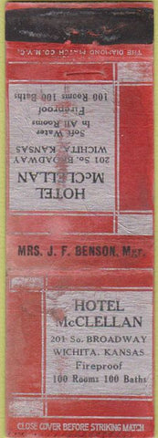 Matchbook Cover - Hotel McClennan Wichita KS WORN