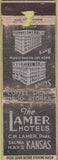 Matchbook Cover - Lamer Hotels Salina Hays KS POOR