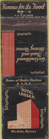 Matchbook Cover - Hotel Lassen Wichita KS POOR
