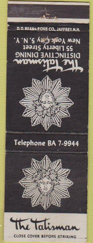 Matchbook Cover - The Talisman New York City CREASE