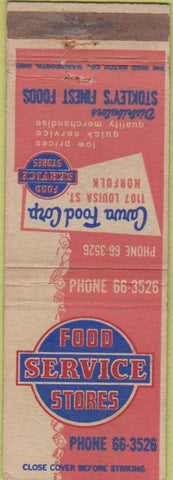 Matchbook Cover - Food Service Stores Norfolk VA WORN
