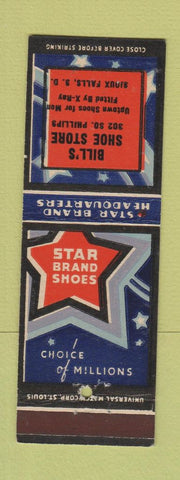 Matchbook Cover - Star Brand Shoes Bill's Sioux Falls SD