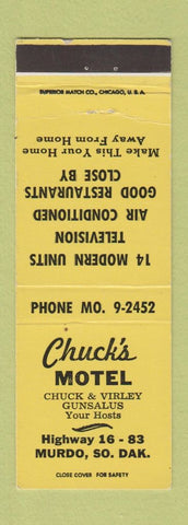 Matchbook Cover - Chuck's Motel Murdo SD